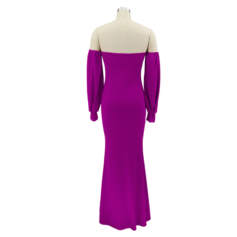 Women Solid Corset Sexy Long Sleeve Slit Party Dress 24