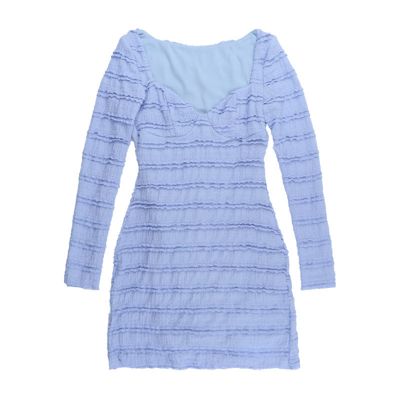 Autumn Elegant V Neck Textured Long Sleeve Dress 9