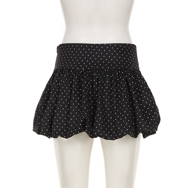 Women Summer French Lace Polka Dot Contrast Flower Bud Mini Dress 14