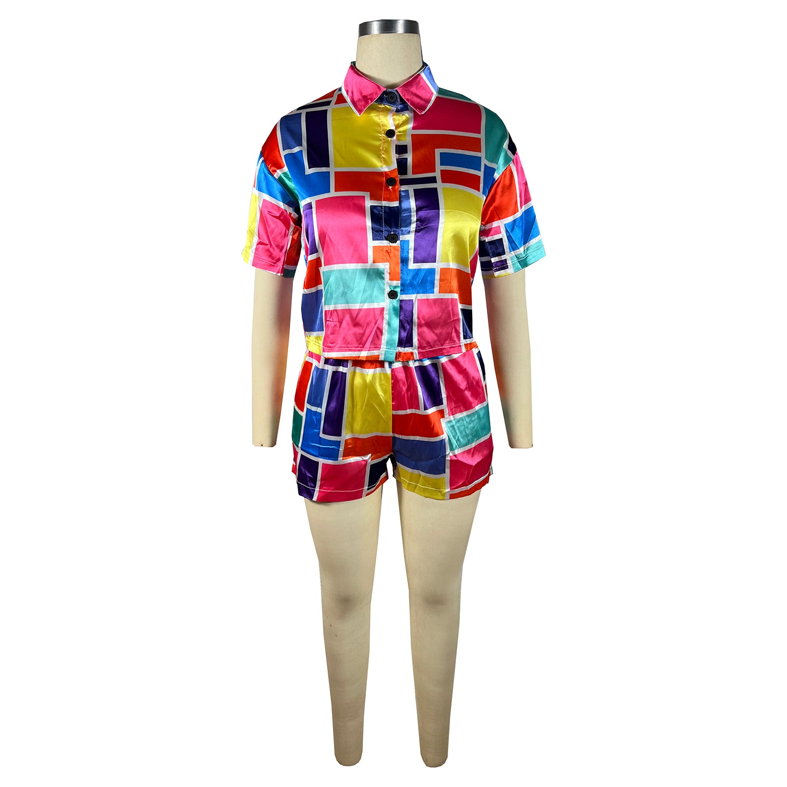 Women'S Clothes Printed Short Sleeve Shirt Shorts Set Two Piece Set 22