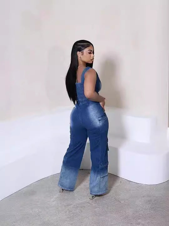 Women Casual Retro Vest and Multi-Pocket Wide Leg Pants Two-piece Set 8