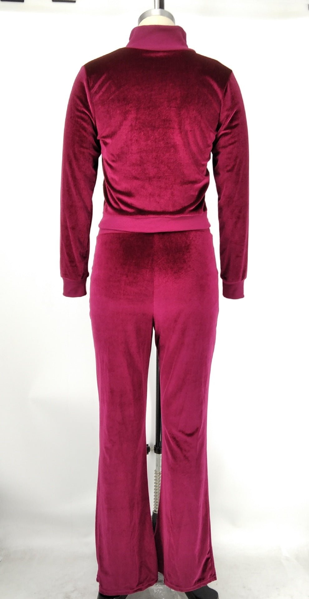 Women's Autumn Winter Velvet Zipper Pocket Two Piece Tracksuit 28