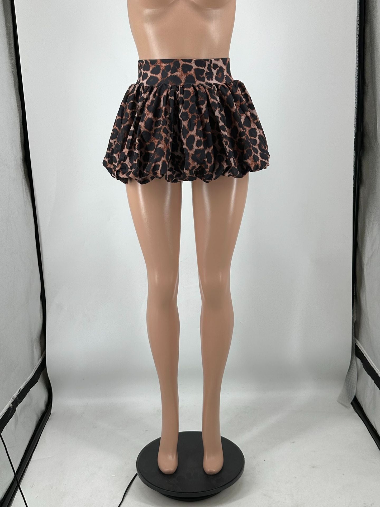 Women Solid Stretch Pleated Skirt Bubble Skirt 22