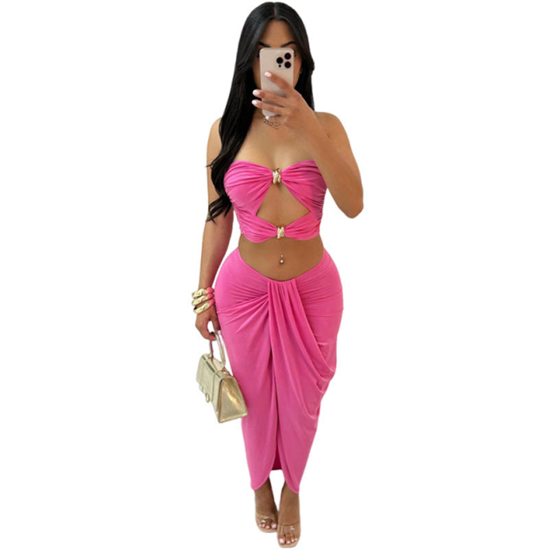 Solid Color Sexy Summer Skirt Set 6