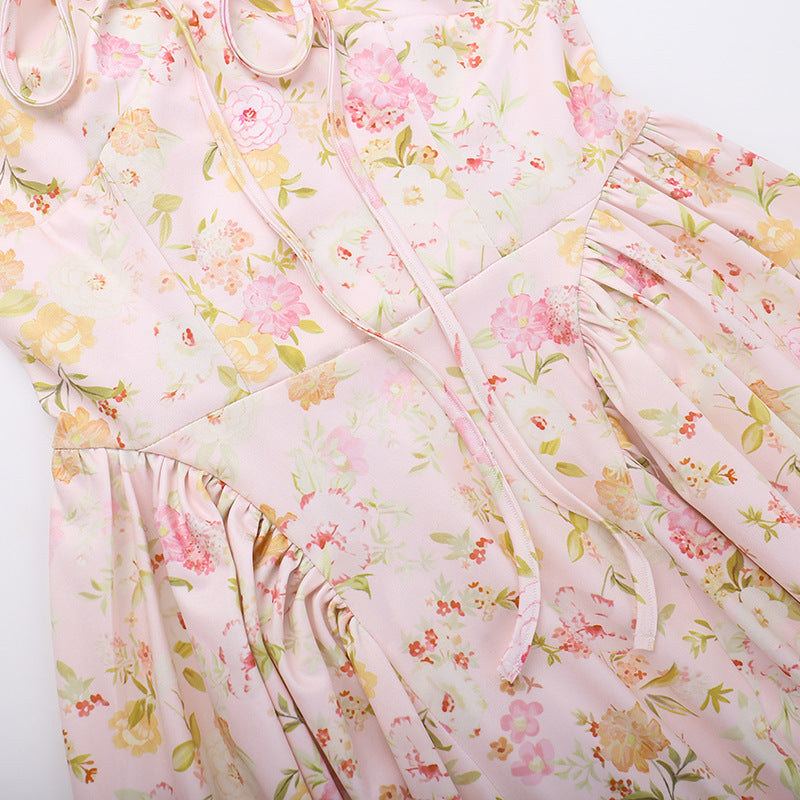 Summer Fashion Print Halter Neck Strap Long Dress 14