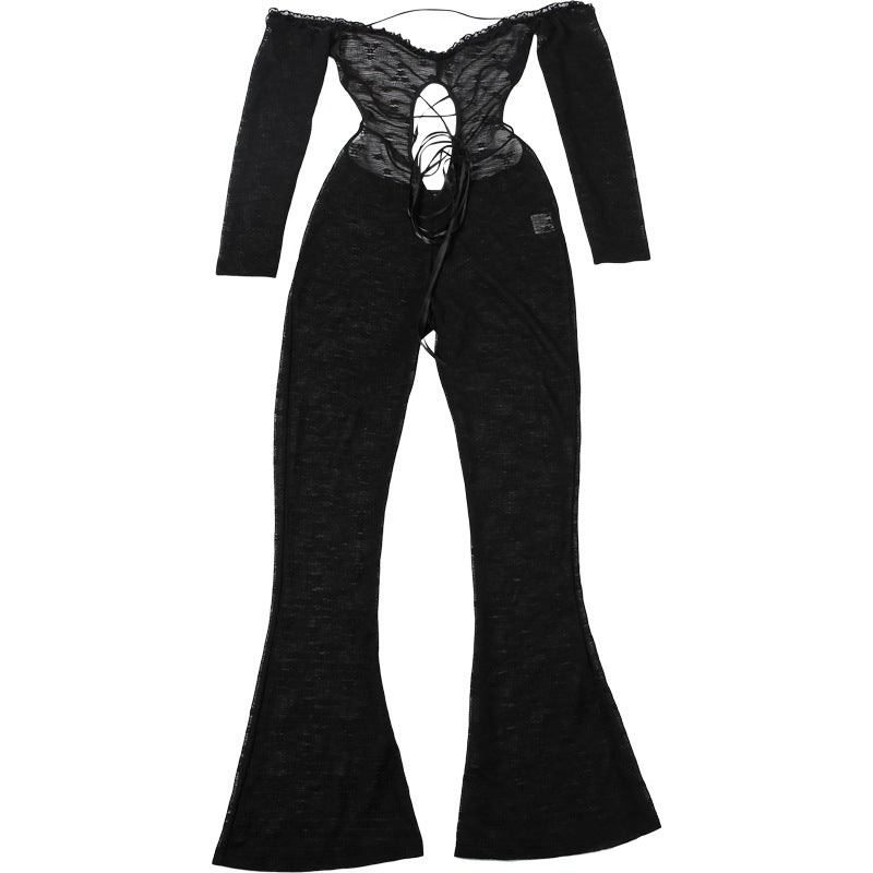 Women Fall Lace See-Through Sexy Jumpsuit 9