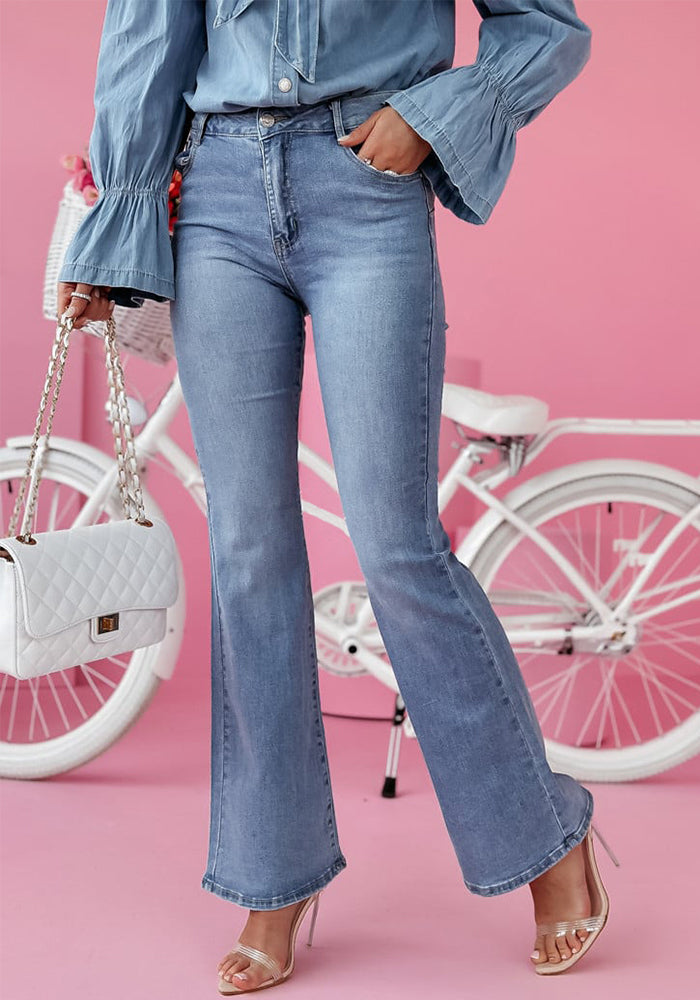Women Casual Bell Bottom- Denim Pants