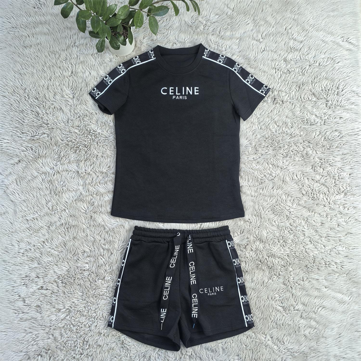 Summer Fashion Women's Jacquard Embroidered Short Sleeve Multi-Color Belt Sports Shorts Set 6