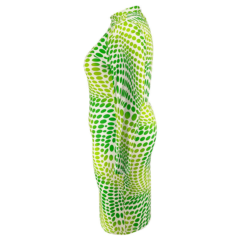 Plus Size Women Long Sleeve Slit Half Turtleneck Dress 10