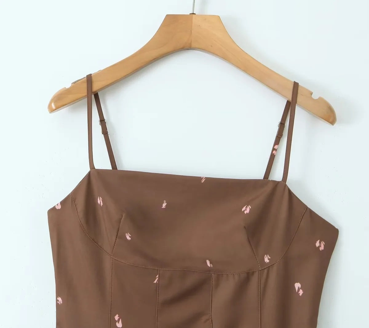 Women Summer French sexy belted pleated printed suspender dress 11