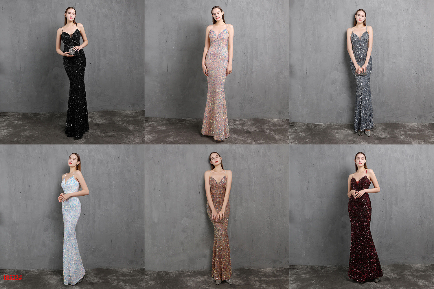 Women Heavy Crafts Colorful Sequins Long Party Evening Dress 10