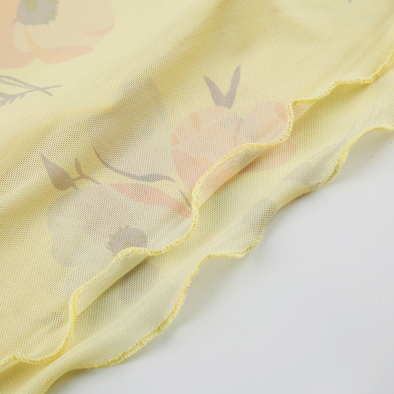 Chic Holidays Floral Strap Ruffle Sexy Flying Sleeve Long Dress 18