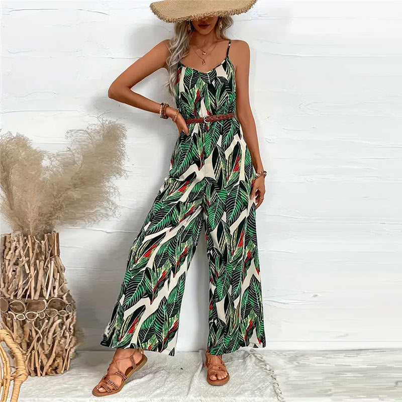 Women's Printed Strap Wide-Leg Jumpsuit 5