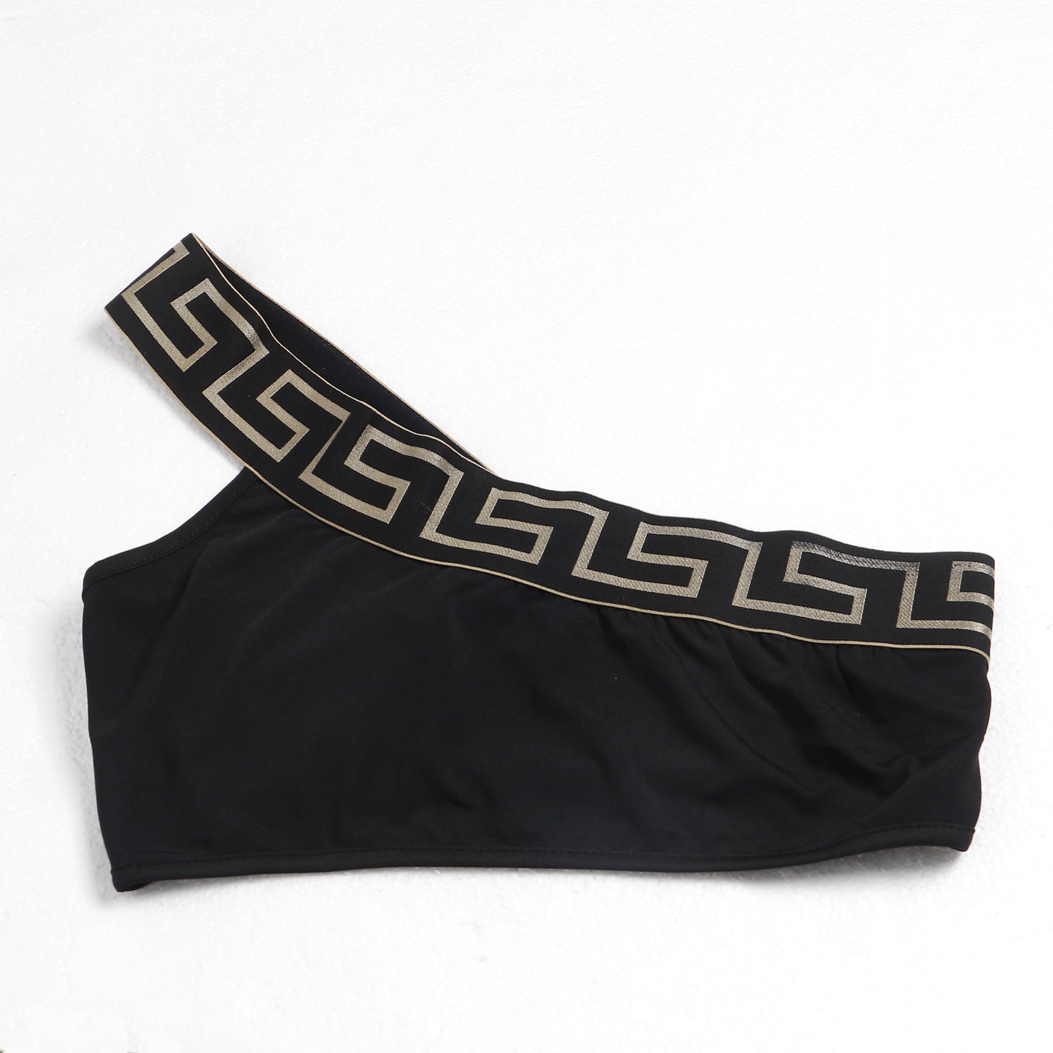 Sexy Slim Print Slash Shoulder Sleeveless Crop Top Pants Two-Piece Nightclub Suit 9