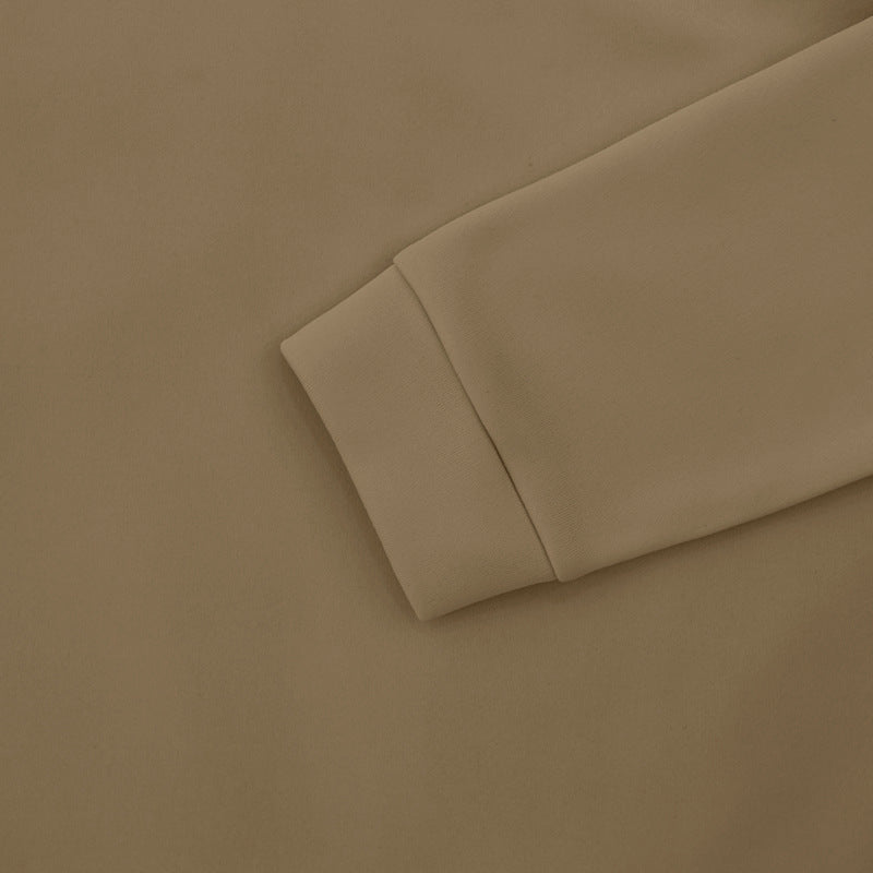 Spring And Winter Men's Casual Solid Color Long-Sleeved Zip Stand Collar T-Shirt Tops For Men 48