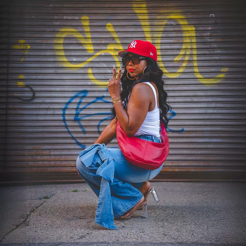 Women Lace-Up Pocket Wide Leg Straight Denim Pants