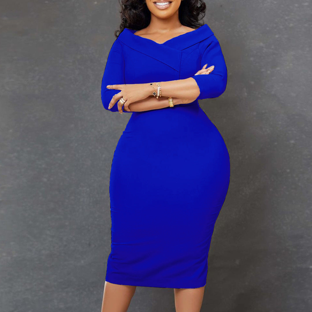 Women Elegant V-Neck Dress 5