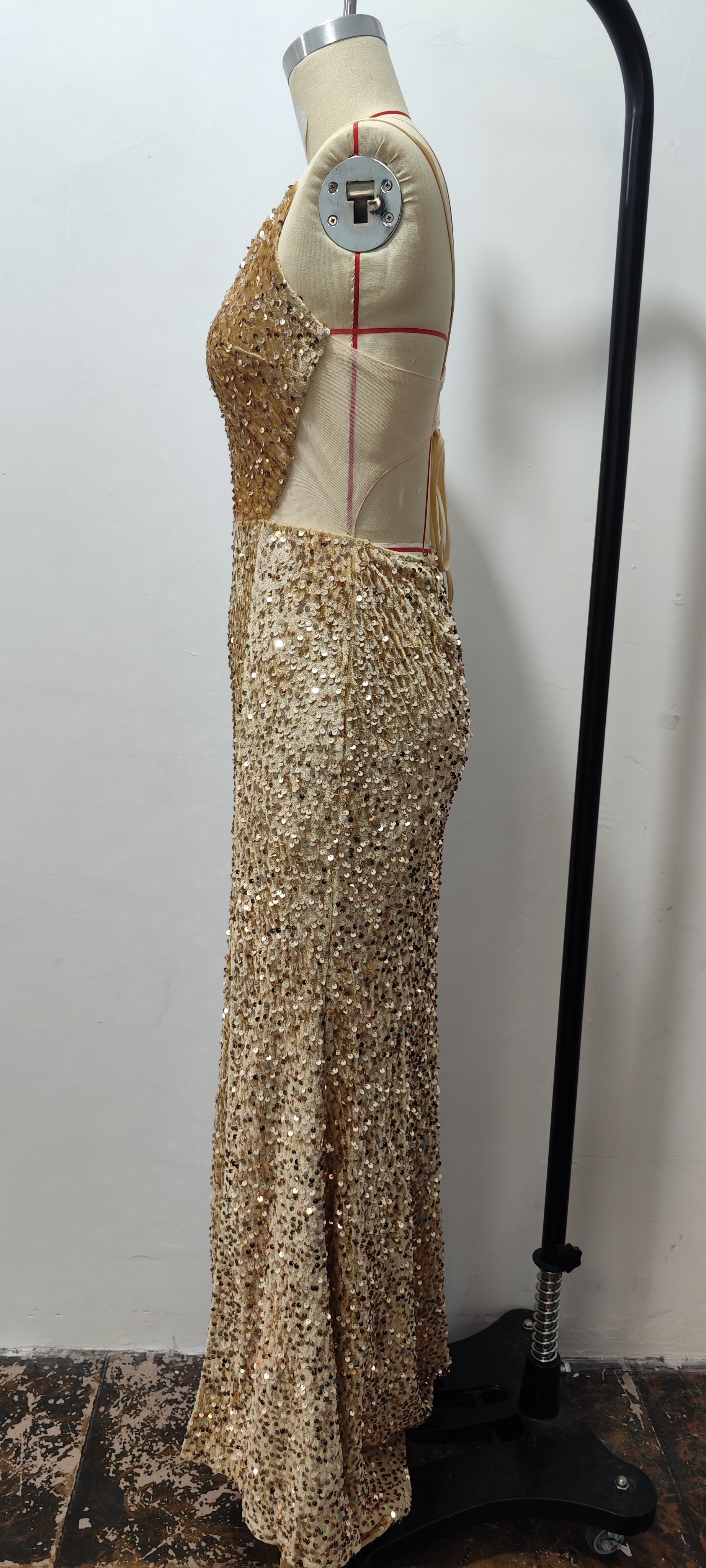 Chic Sexy Strap Sequin Slit Formal Party Dress 6