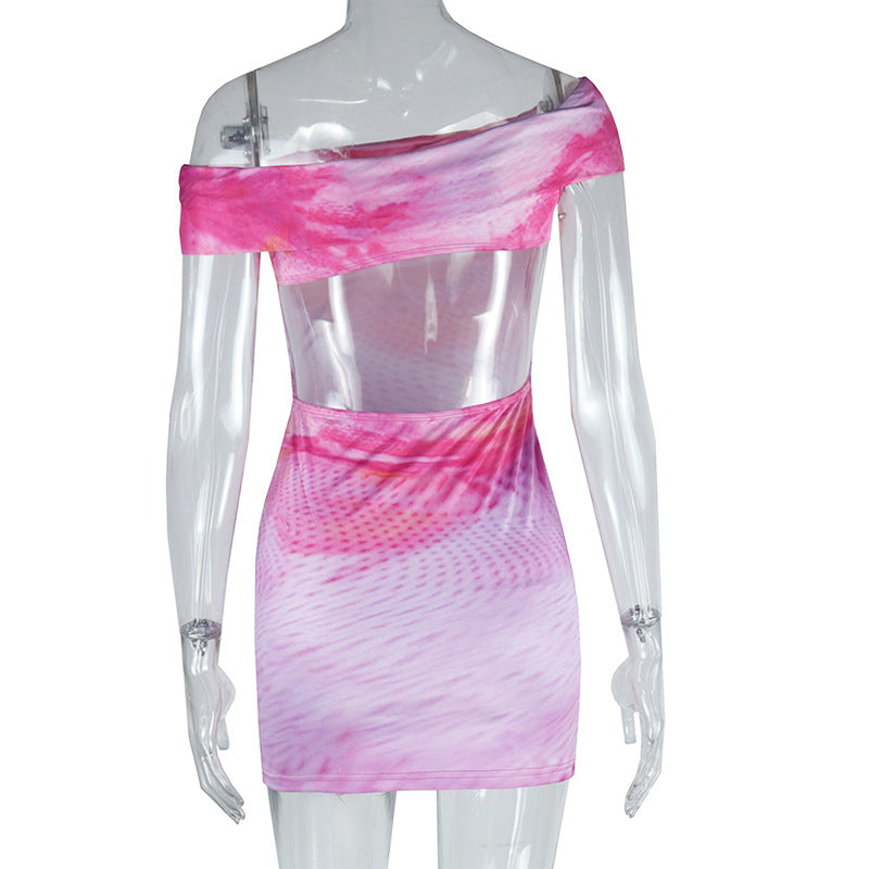 Summer Print Sexy Tight Fitting Low Back Bodycon Fashion Short Dress 6