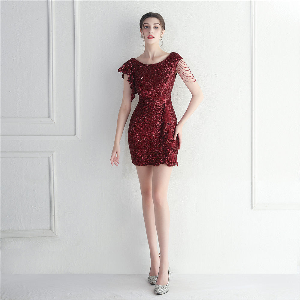 Beaded Sequin Nightclub Party Sexy Bodycon Short Dress 11