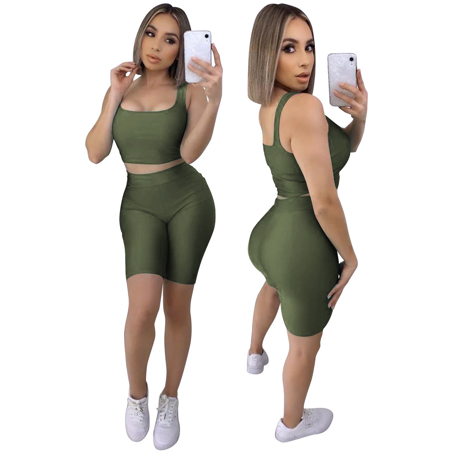 Women Sporty Top and Shorts Two-Piece Set 9