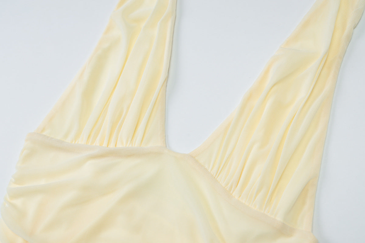 Women Summer Sexy Backless Lace-up Lace-up Slit Dress 13