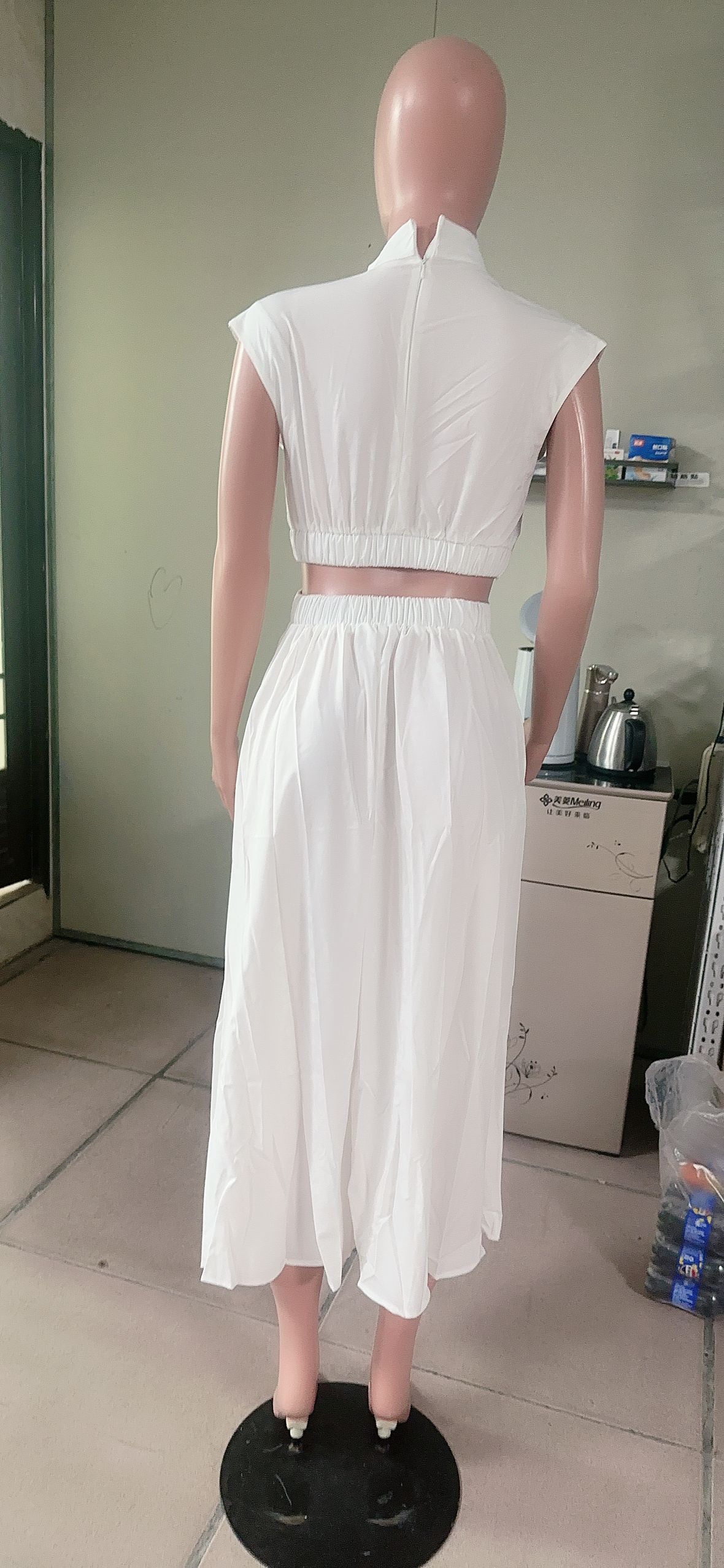 Holidays Style Solid Color Open Waist Sexy Ruffle Maxi Dress 11