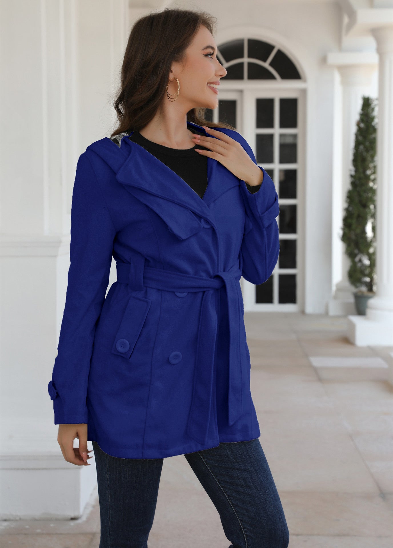 Women plaid hooded jacket 5