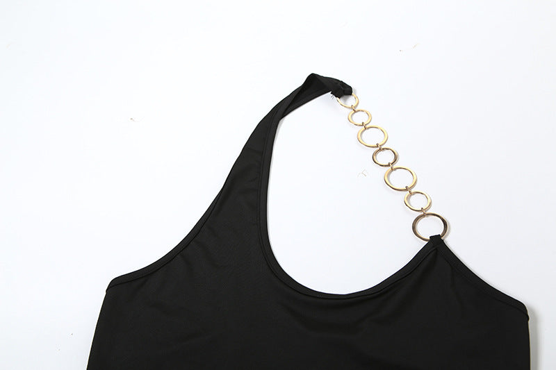 Summer sexy Low Back Halter Neck top high waist tight slim short skirt two piece set 9