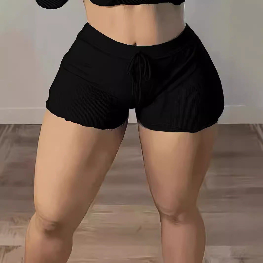 Women Spring and Summer Ribbed Ruffle Hot Shorts
