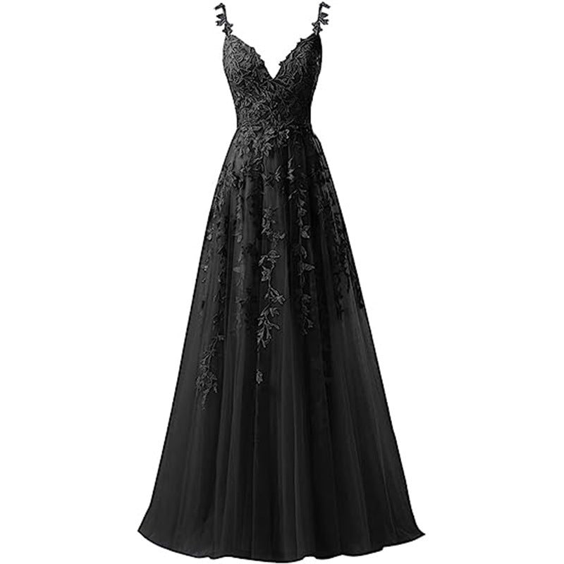 Women suspender tulle lace applique party ball evening dress（Processing time need 3-6 days） 16