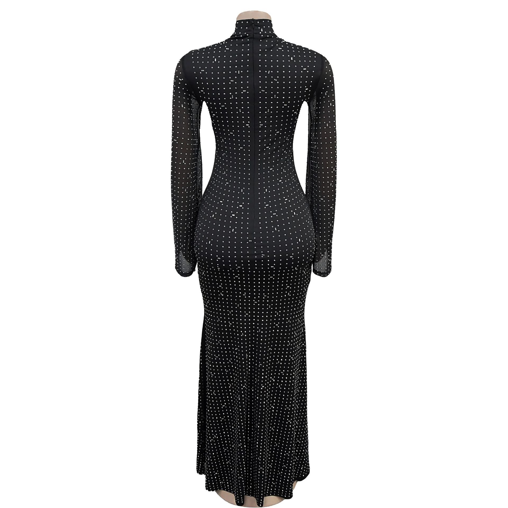 Women sexy long-sleeved beaded dress 5