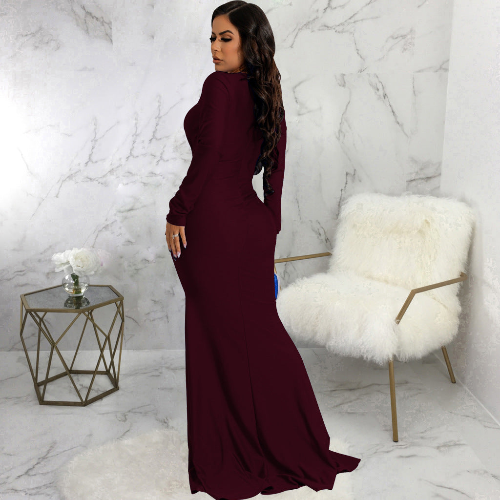 Sexy Fashion Solid Color Nightclub Irregular Wrinkled Dress 16