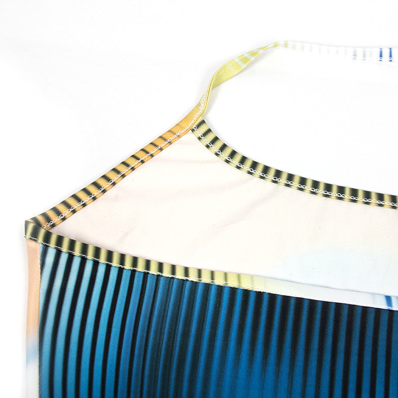 Summer sleeveless halter print straps slim dress 13