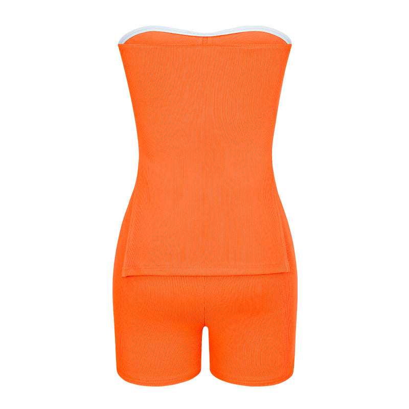 Knitting Ribbed Summer Solid Color Fashion Casual Suit 47