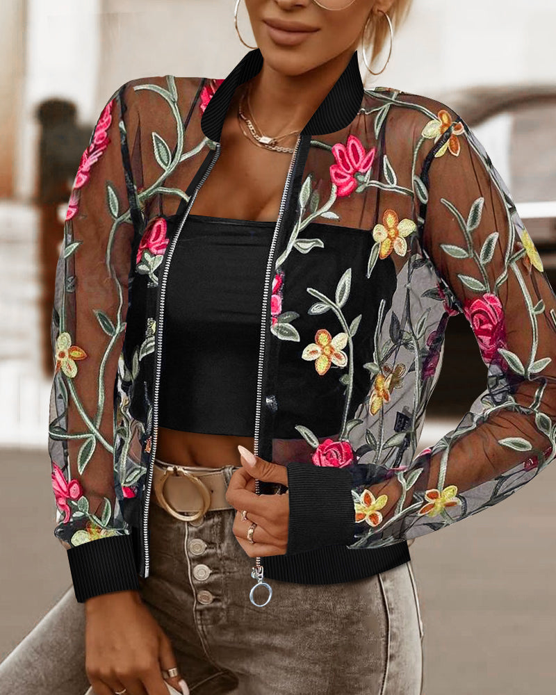 Women's Floral See Through Jacket