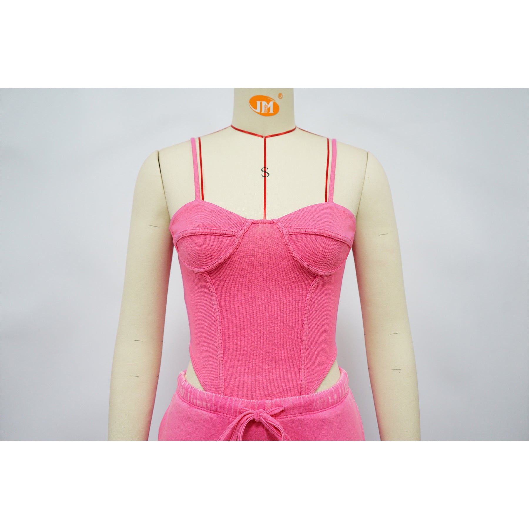 Women Sexy Cotton Washed Strapless Top and Pant Two-Piece Set 11