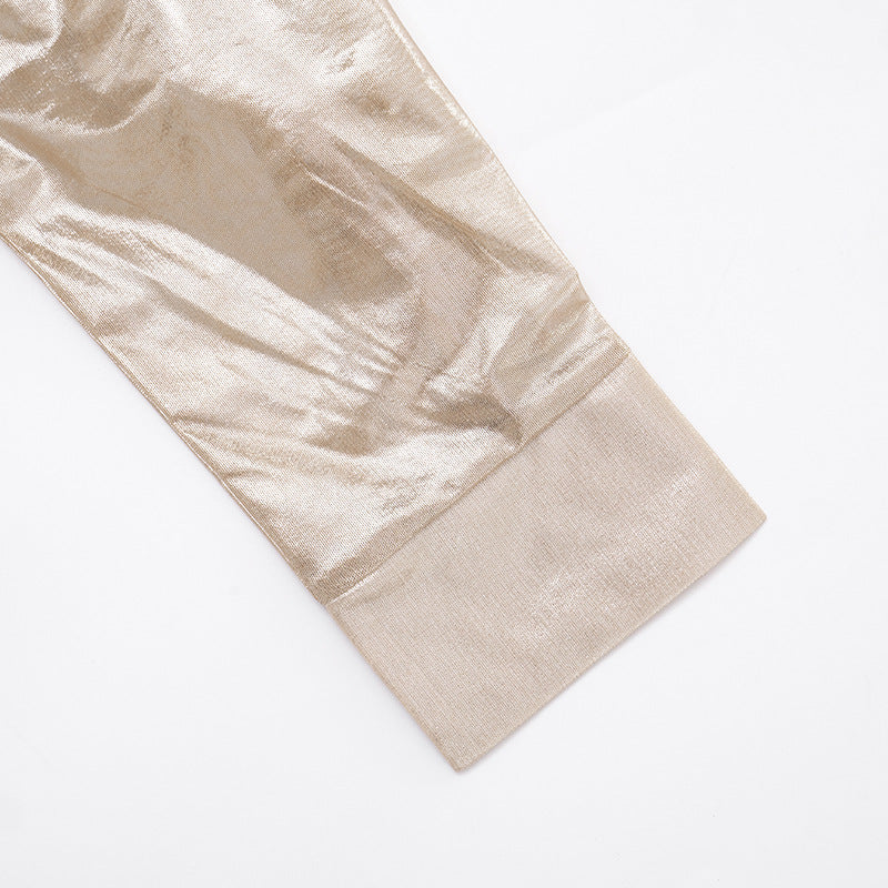 Women's Sexy Sheer Lace-Up Long Sleeve Top & Tight Fitting Bodycon Mini Skirt Two-Piece Set 16