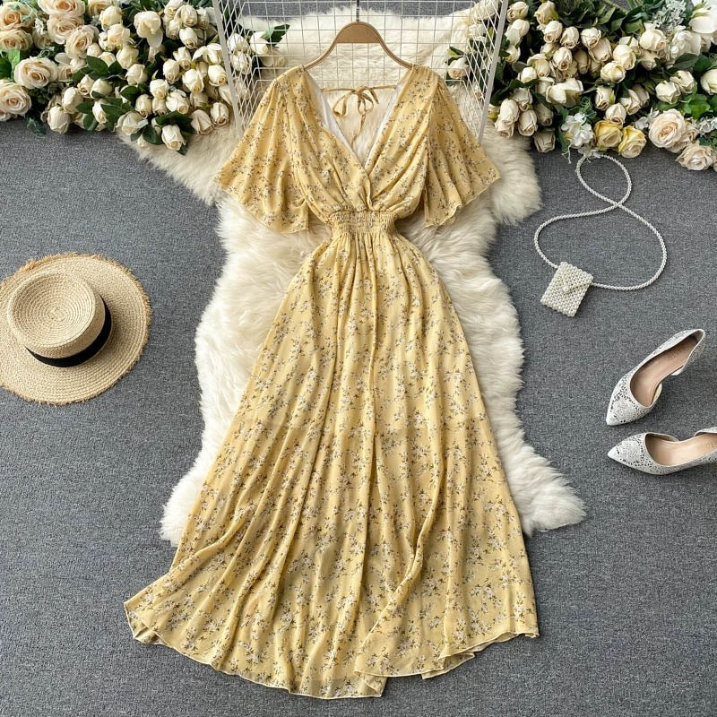 Women Summer Sexy V-Neck Beach Holidays Dress 29