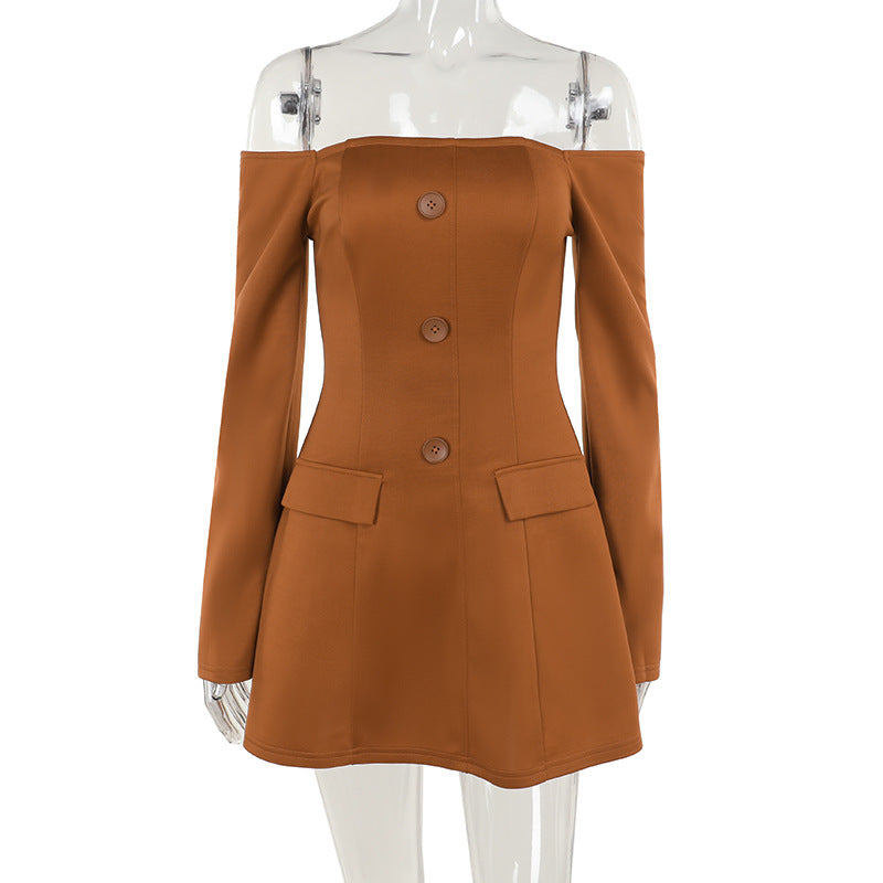 Summer Fashion Chic Slim Fit Off Shoulder Long Sleeve Bodycon Dress 8