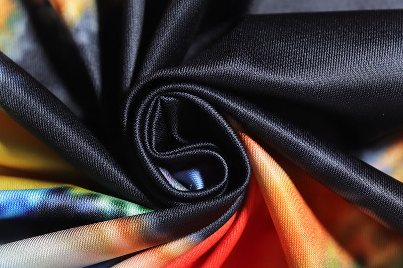 Women's Fashion Printed Round Neck Short Sleeve Street Casual Long Dress 16