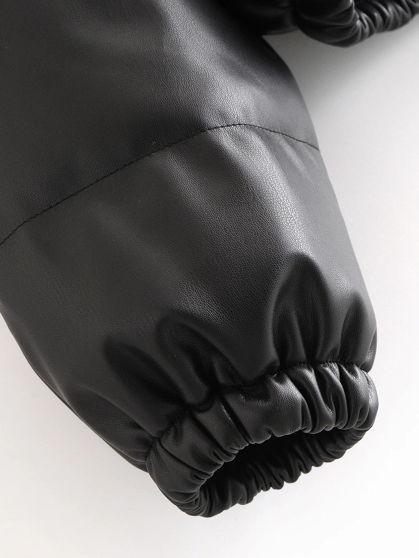 Leather Casual solid color leather cotton-padded Stand Collar jacket 58