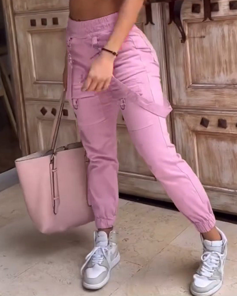 Women American Retro Pocket Overalls 3