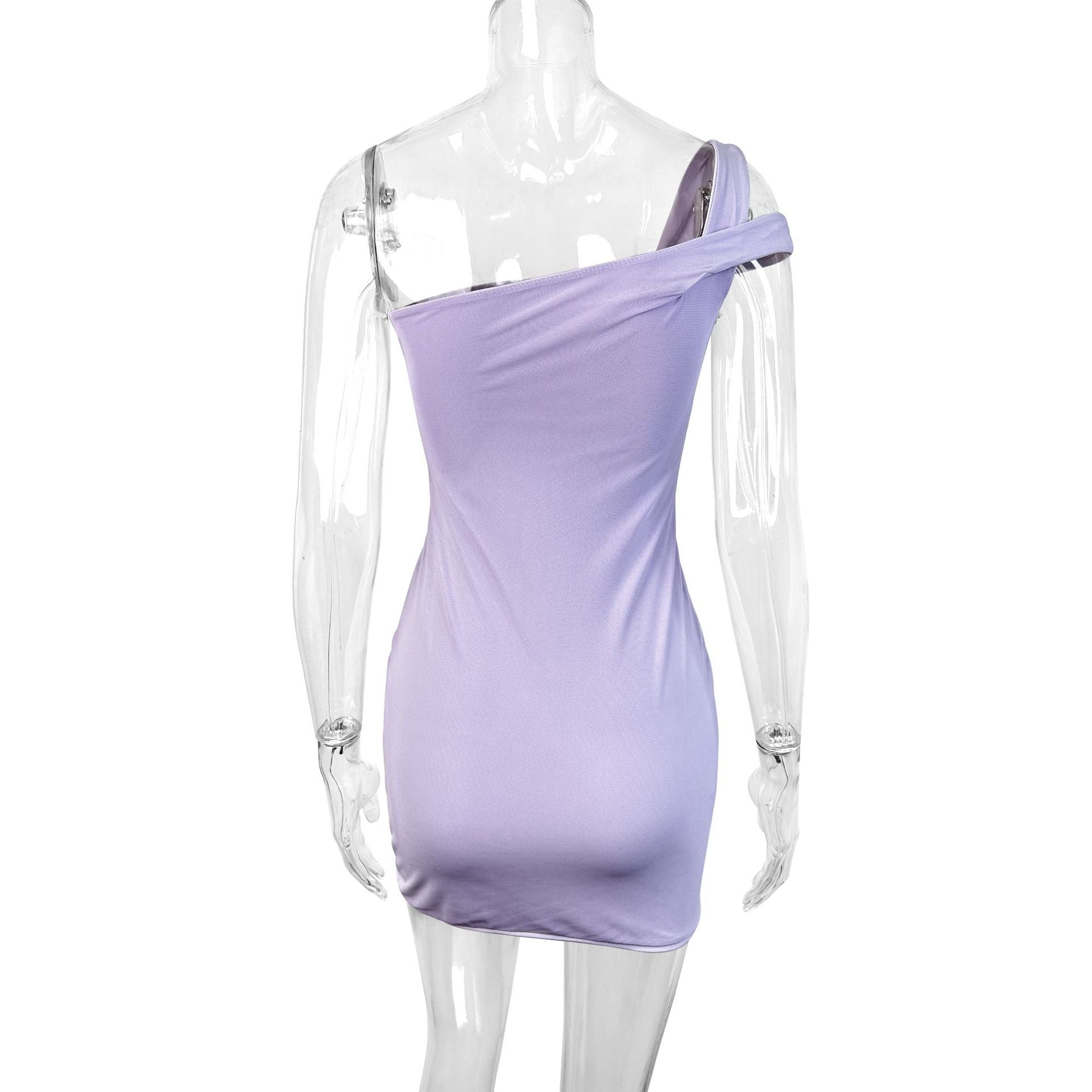 Women summer sexy suspender slash shoulder collar bodycon dress 5