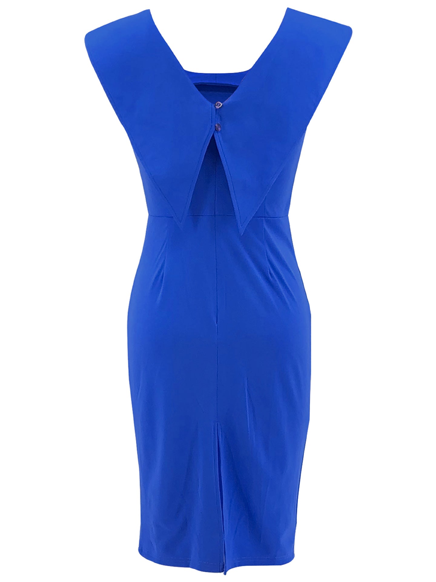 Women's Sleeveless Square Neck Zipper Slit Office Dress 21