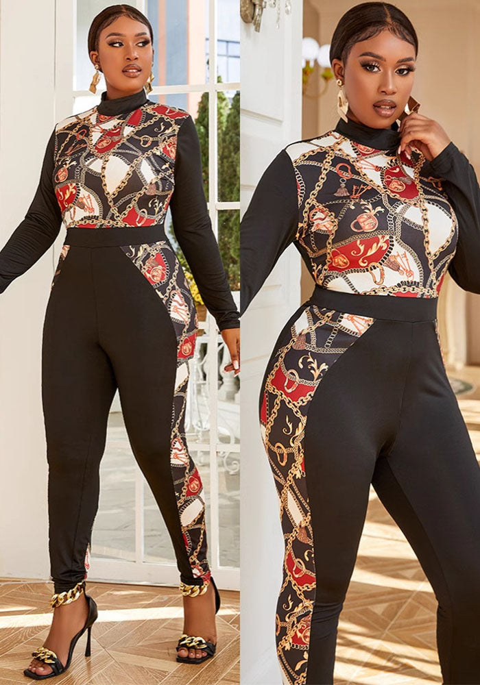 Printed Tight-Fitting Jumpsuit for Women