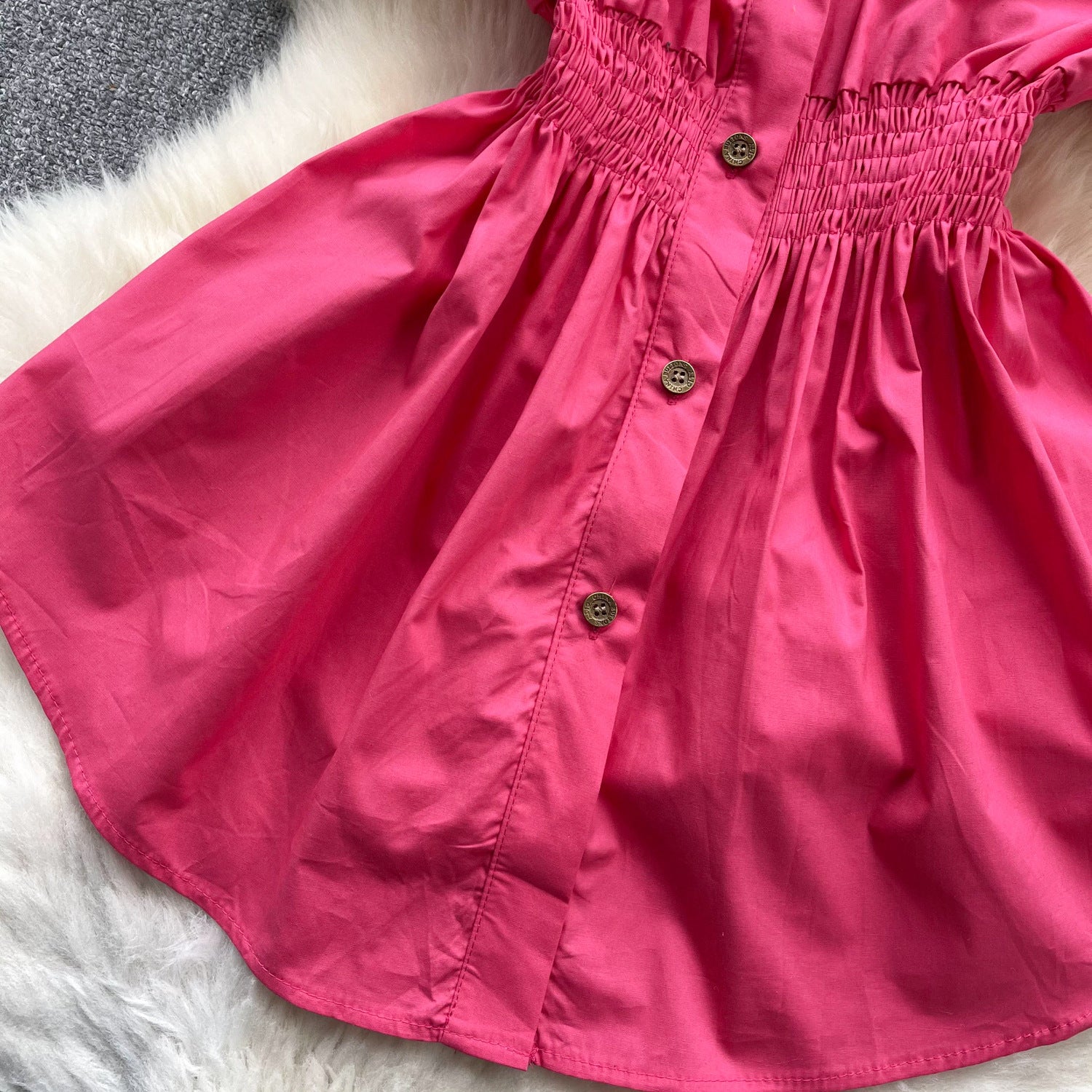 Women Contrast Patchwork Puff Sleeve Stretch Shirt 40