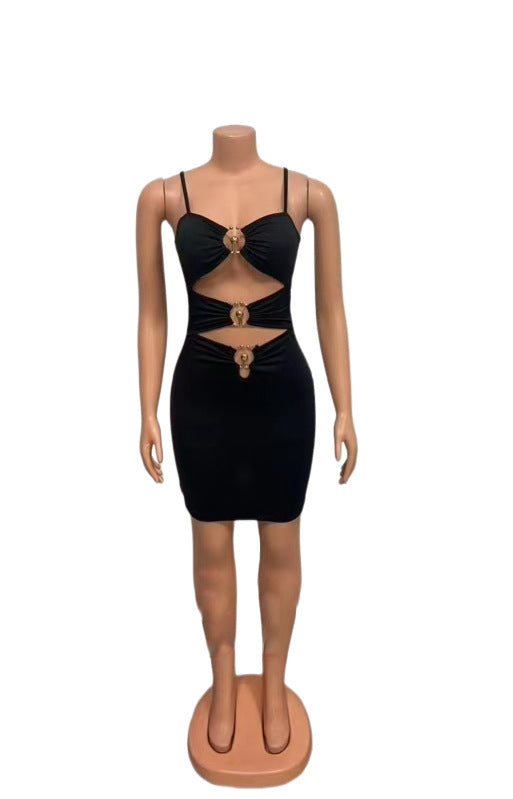 Women's Sexy Low-Cut Strap Hollow Slim Bodycon Dress 5