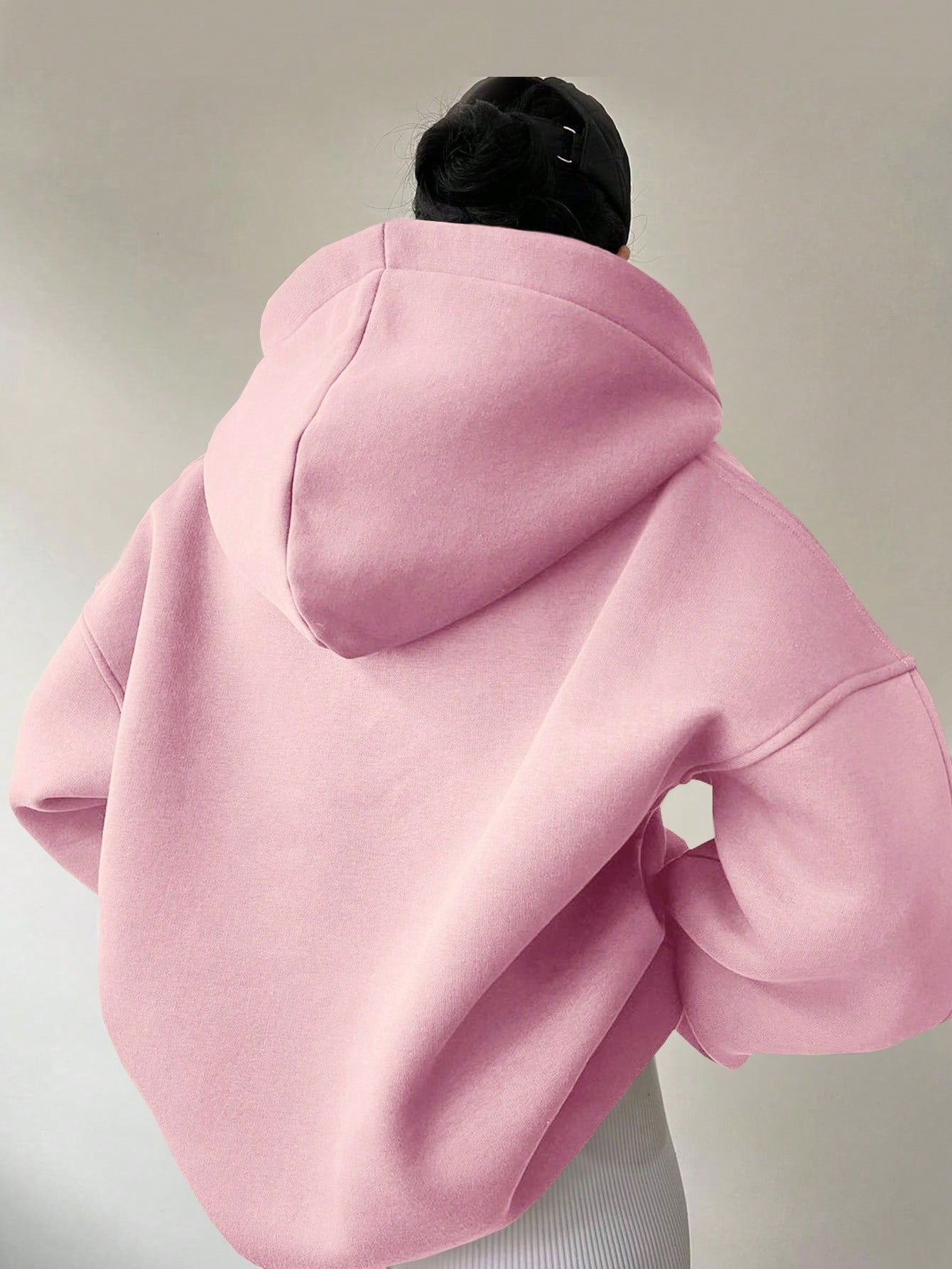 Autumn And Winter Women's Sweatshirts Solid Color Long-Sleeved Hooded Loose Hoodies For Women 11