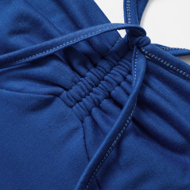 Women's Summer Strapless Low Back Ruffled Casual Two Piece Skirt Set 30